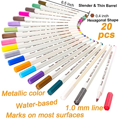 Sunshilor Metallic Markers Fine Point Metallic Marker Pens for Black Paper, Art Rock Painting, Easter Egg, Halloween Pumpkin, Card Making, Metal, Sunshilor