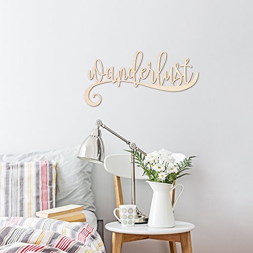 Wanderlust Wood Sign Home Décor Wall Art Unfinished 18" x 9" Woodums