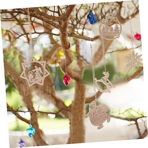 Artibetter 1 Set Christmas Decoration Pendant Unfinished Christmas Shapes Wooden Christmas Cutout Nativity Decor House Decorations for Home DIY Craft ARTIBETTER