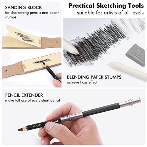 Shuttle Art Sketching and Drawing Pencils Set, 37-Piece Professional Sketch Pencils Set in Zipper Carry Case, Drawing Kit Art Supplies with Graphite Shuttle Art