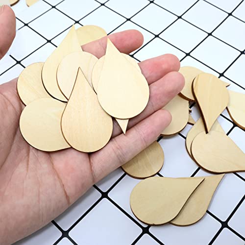 Honbay 40PCS Unfinished Wood Slices Blank Water Drop Shape Discs Wooden Embellishments for Painting DIY Crafts and Home Decoration HONBAY