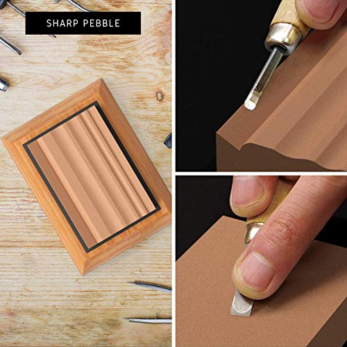 Sharp Pebble Sharpening Stones for Wood Carving Tools-Two Whetstones Grit 400 & 1000 Gouge Sharpener- Waterstone Sharpening System for Wood Carving Sharp Pebble