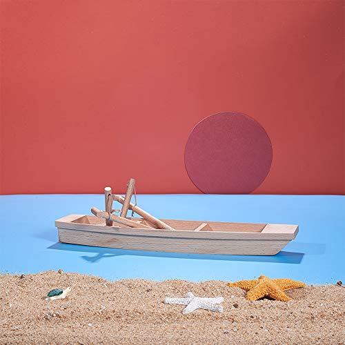 GORGECRAFT 11.6 Inch Large Wooden Boat Unfinished Natural Canoe Wood Craft Project Nautical Fishing Boat Model Ocean Landscape Ornamnets Sailboat GORGECRAFT