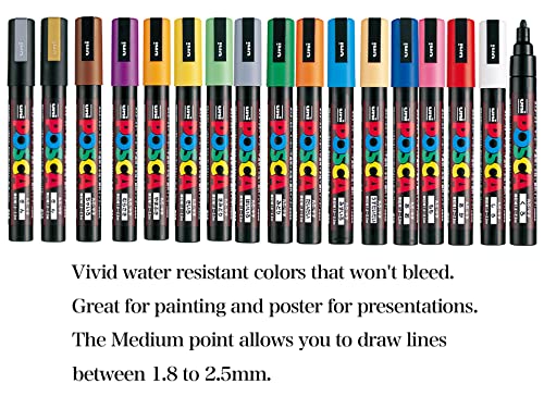 Uni Japan Paint Marker FULL RANGE Bundle Set Marking Pen Medium Point PC-5M 29 Colours ( 22 Standard & 7 Natural ) Japanese Domestic Market Product Uni Mitsubishi