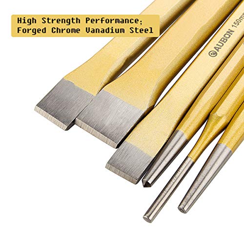 ABuff 6 Pcs Punch and Chisel Set, Includes 3 Pcs Digging Tools Cold Chisel Set, 3 Pcs Center/Pin/Tapered Punch Set, Masonry Chisel for Brick, Wood, ABuff