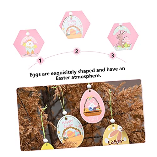 Ciieeo 1 Set 8 Pcs Easter Hanging Ornaments Basket Gift Handmade Gifts Hand Molding Kit Easter Bunny Cutout Easter Wooden Ornament Wooden Rabbit Ciieeo