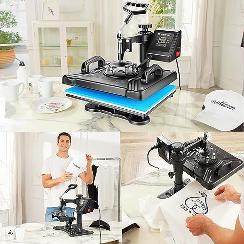 AKEYDIY 5 in 1 Heat Press Machine for t Shirts Professional Swing Away Heat Press Digital Combo 12" x 15" 360-degree Rotation Heat Press Machines AKEYDIY