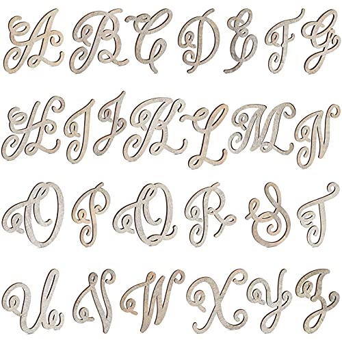 36 Pieces Unfinished Wooden Alphabet Letters for Crafts, 2 Extra Sets of Vowels AEIOU (6 inches)