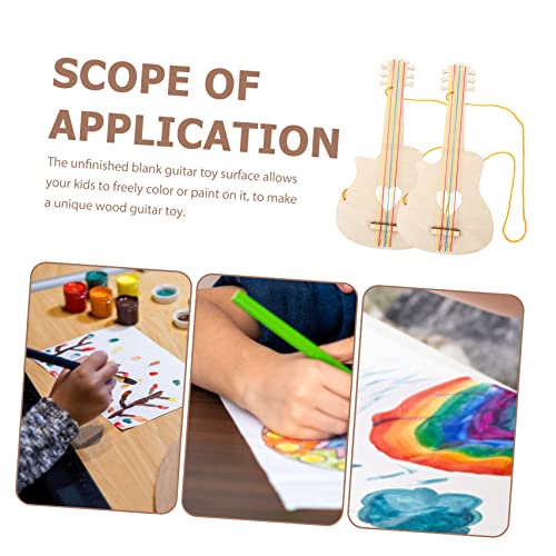 ibasenice 2pcs Wood Crafts for Kids Mini Toy DIY Graffiti Wooden Guitar Cutout Kids Small Guitar Mini Guitar Ukulele Toy Kids DIY Guitar Toys ibasenice