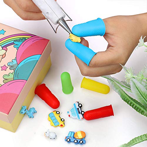 12 Pieces Silicone Hot Glue Gun Finger Caps, 4 Colors Finger Guard Protectors or Hot Glue Wax Rosin Resin Honey Adhesives Scrapbooking Sewing in 3