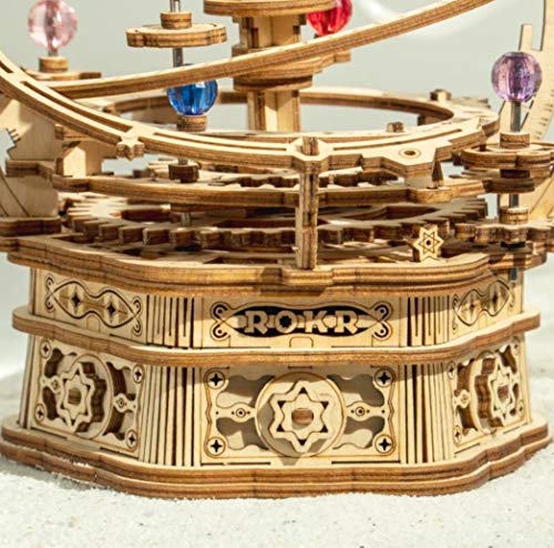 Hands Craft DIY 3D Music Box Wooden Puzzle – Gear Driven, Starry Night Laser Cut Assembly Model Building Kit Brain Teaser Puzzles Educational STEM Hands Craft