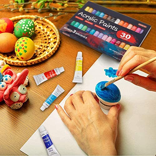 Shuttle Art Acrylic Paint Set, 30 x12ml Tubes Artist Quality Non Toxic Rich Pigments Colors Great for Kids Adults Professional Painting on Canvas Shuttle Art