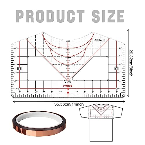 Tshirt Ruler Guide for Vinyl Alignment,Acrylic Tshirt Ruler for Center Design,Tshirt Measurement Tool for Heat Press,Sublimation,Heat Transfer, Heat T Legend