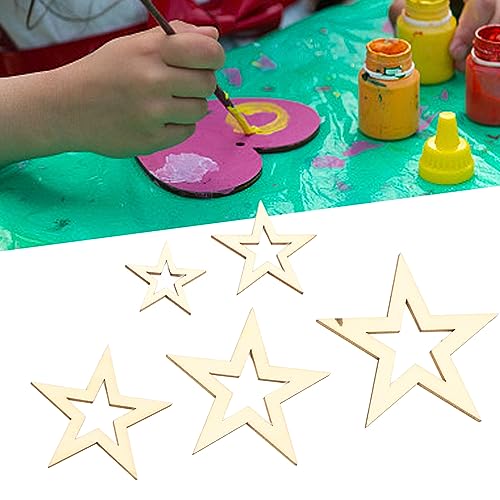 205PCS Wooden Crafts to Paint, Assorted Size Christmas Tree Hanging Ornaments Mini Wooden Stars Slices Unfinished Wood DIY Crafts HERCHR