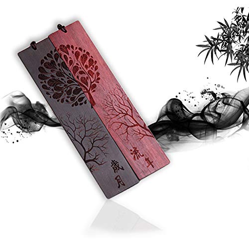 Wooden Handmade Carving PUTAHQ Natural Wood Bookmarks Gift Box Set,Handmade Natural Bookmarks with Tassel, Gift for Teachers, Students, Men and PUTAHQ