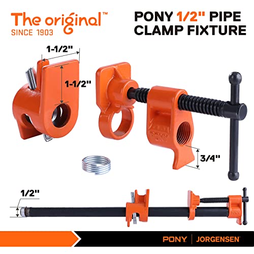 PONY 2-Pack 52 Wood Gluing Pipe Clamp Fixture for 1/2 Inch Black Pipe PONY