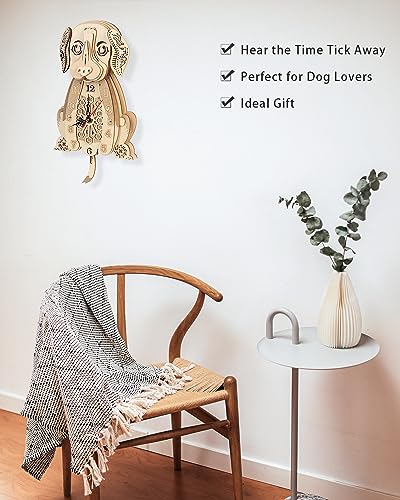 Beagle Clock: 3D Wooden Puzzle for Adults Christmas-Themed Wooden Clock Kits to Build with Wall Clock Pendulum Jigtoy