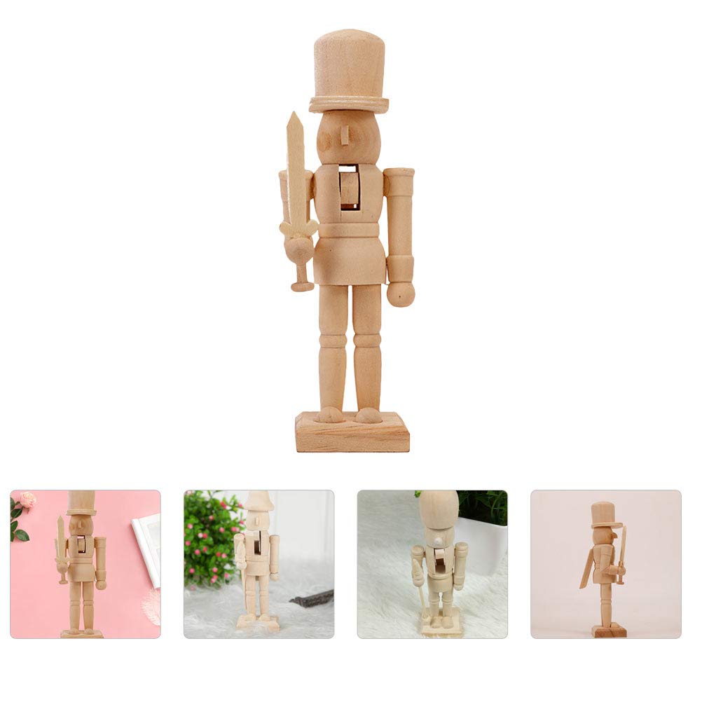 BESPORTBLE Christmas Craft Wood Nutcracker Wooden Nutcracker Figurines Unfinished Wood Nutcracker Soldier DIY Nutcracker Decor 12x4.5x4cm BESPORTBLE