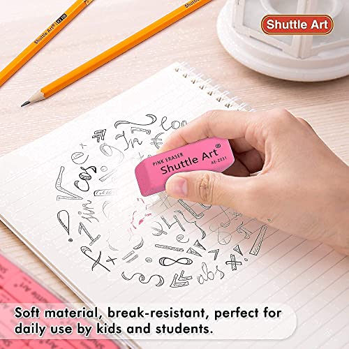 Shuttle Art Mechanical Pencils and erasers Bundle, Set of 84 Pack Bulk Mechanical Pencils + 120 Pack Pink Erasers Bulk Shuttle Art
