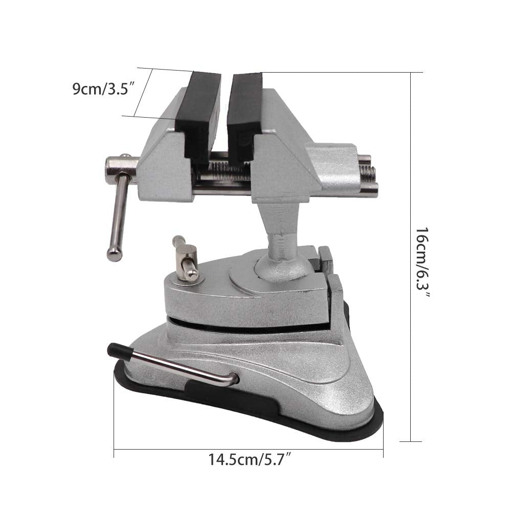 Mini Vacuum Base Vise Portable with 360°Swiveling Head and Powerful Suction Multi-Angle Pivoting Small Vice MUDUOBAN