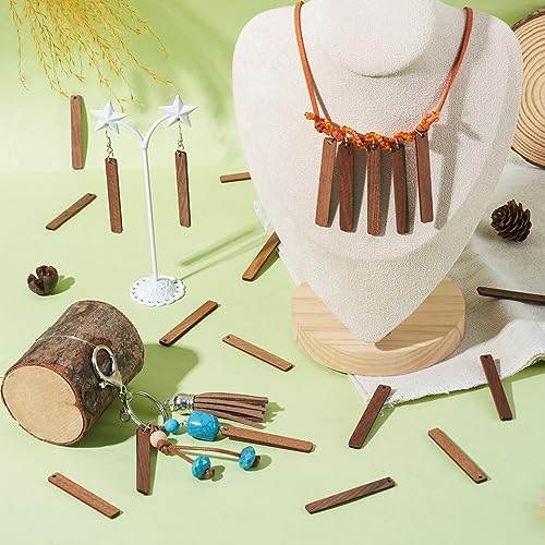 Pandahall 50Pcs Undyed Bar Wood Pendants Charms 52x7.5x3mm Blank Wooden Pieces Bead for Keychain Dangle Earring Necklace Jewelry Making and Home PH PandaHall