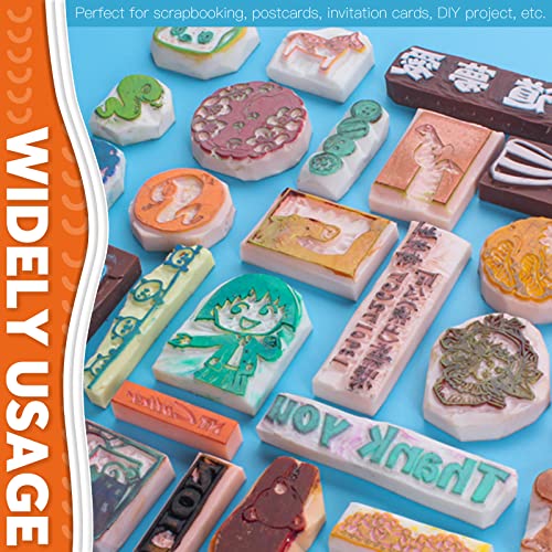 Rustark 12Pcs Rubber Stamp Making Kit with Stamp Block, Rubber Brayer Roller,Rubber and Wood Carving Cutting Tool, Block Printing Starter Tool Kit Rustark