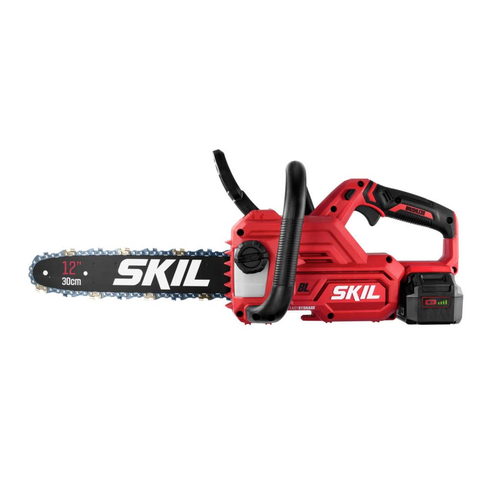 SKIL PWR CORE 20 Brushless 20V 12'' Handheld Lightweight Chainsaw Kit with Tool-free Chain Tension & Auto Lubrication, Includes 4.0Ah Battery and Skil