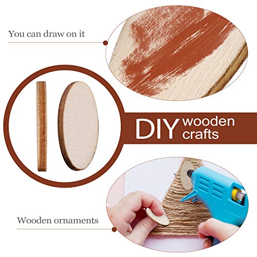 NUOBESTY 200pcs Unfinished Wood Oval Slices Natural Rustic Wooden Cutout Oval Wood Pieces Tag for DIY Craft Wedding Centerpiece Christmas NUOBESTY