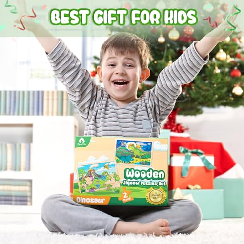 240 Piece Art Set & 2 Pack Wooden Dinosaur Puzzles for Kids VigorFun