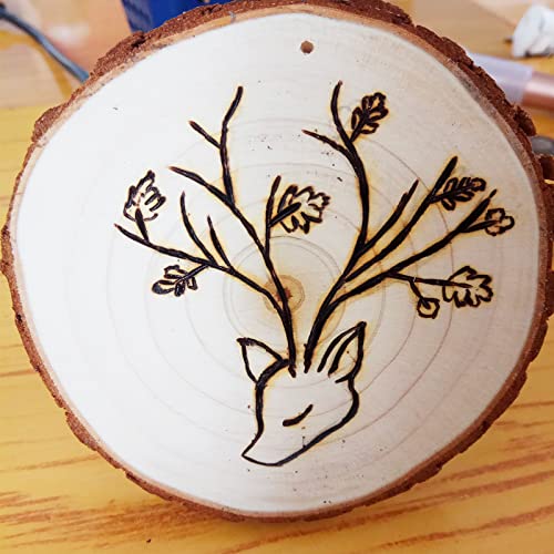 SENMUT Wood Slices 20 Pcs 3.5-4.0 inch Natural Rounds Unfinished Wooden Circles Christmas Wood Ornaments for Crafts Wood Kit Predrilled with Hole SENMUT