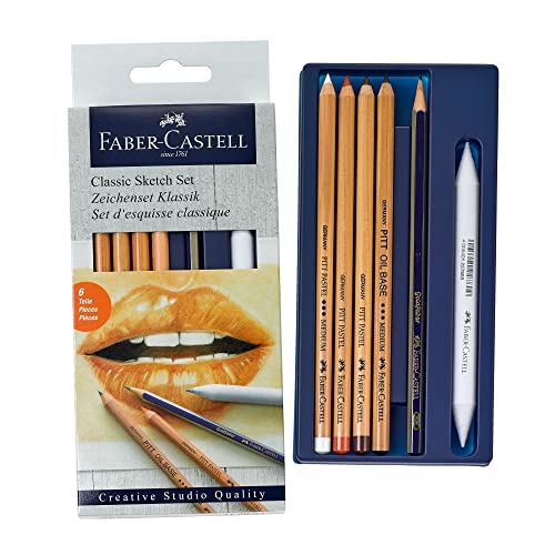 Faber-Castell Classic Sketch Set - 6 Piece Graphite & Pastel Pencil Sketching Set Faber-Castell