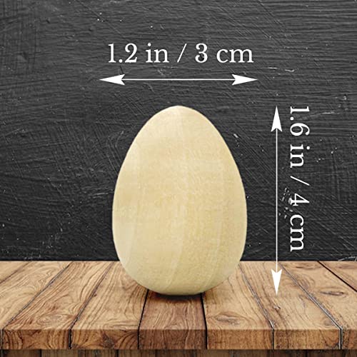 Set of 25 Unfinished Wooden Easter Eggs - 1.6" Craft Eggs for Painting and Decorating - DIY Wood Eggs for Crafts - Faux Chicken Eggs for Art Projects AEVVV