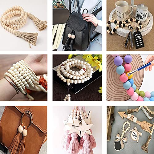 WLIANG 800 Pcs 20mm Natural Wooden Beads, Unfinished Round Bulk Spacer Wood Beads for DIY Crafts, Garlands Farmhouse Decor, Jewelry Bracelet Necklace WLIANG
