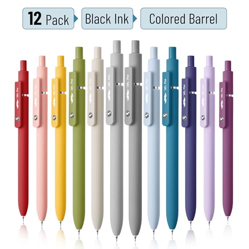 Mr. Pen- Retractable Gel Pens, 12 Pack, Morandi and Vintage Barrels, Black Gel Pens, Fast Dry, Gel Pens Fine Point 0.5mm, Retractable Pens, Cute Mr. Pen