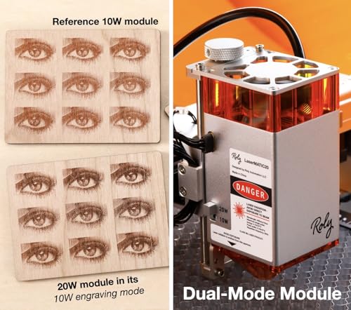 Roly LaserMATIC Mk2 20W Laser Engraver with Integrated Enclosure, Air Assist, Honeycomb Panel and Camera Included, Laser Engraver for Wood, Metal, Roly