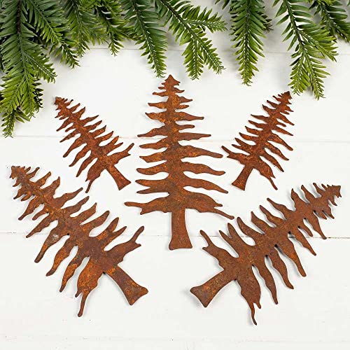 Group of 10 Assorted Rusty Pine Tree Cutouts for Christmas Decorating and Primitive Displays by Factory Direct Craft Factory Direct Craft