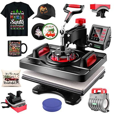 AKEYDIY Upgraded 5 in 1 Heat Press Machine Digital Combo Sublimation Heat Transfer Machine12" X 15"Swing Away Shirt Printing Sublimation Machine