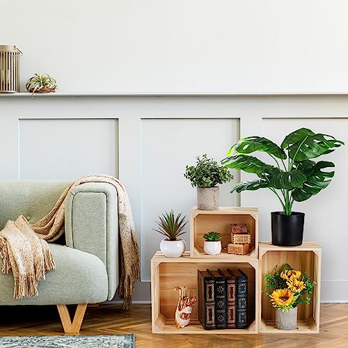 ZENFUN 3 Pack Wooden Nesting Crates with Handles, Decorative Hand Crafted Wood Box Nesting Crate Farmhouse Storage Basket Container for Display and ZENFUN