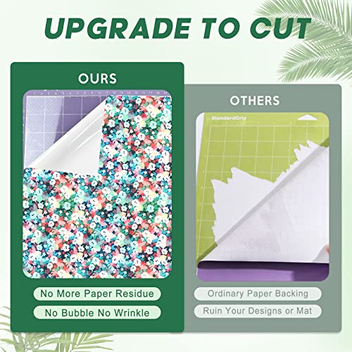 Tintnut Tropical Leaves Permanent Vinyl - 10 Sheets 12"x10", Pineapple Hawaiian Floral Pattern Vinyl Compatible with Cricut Machine, Patterned Tintnut