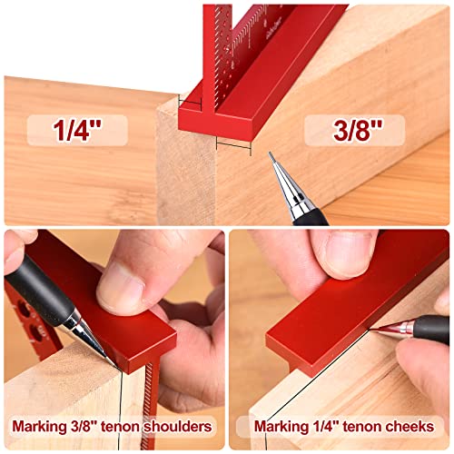 Small Square Tool with 0.7mm Mechanical Pencil Fixed Miter Angle Pin 90 Degree Mini Carpenter Square Precision Woodworking Machinist Measuring Square Gohelper