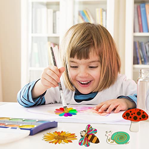 80Pcs Unfinished Wooden Cutouts,8 Styles Wood Butterfly Flower Bee Slices,Blank Wooden Paint Crafts Unfinished Wood Cutouts,DIY Wooden Paint Crafts Vetory