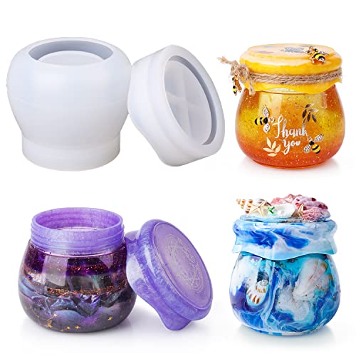 LET'S RESIN Pudding Jar Resin Molds with Lid, Epoxy Molds Silicone for Storage Bottle,Candle Holder,Candy Container, Epoxy Casting Craft,Flower Pot, LET'S RESIN