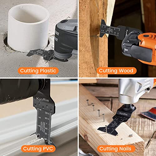 Kyoffiie 100Pcs Oscillating Saw Blades, 1-3/4" Quick Release Multi Tool Blades Kits Universal Oscillating Tool Blades Wood Plastic Multitool Blades Kyoffiie