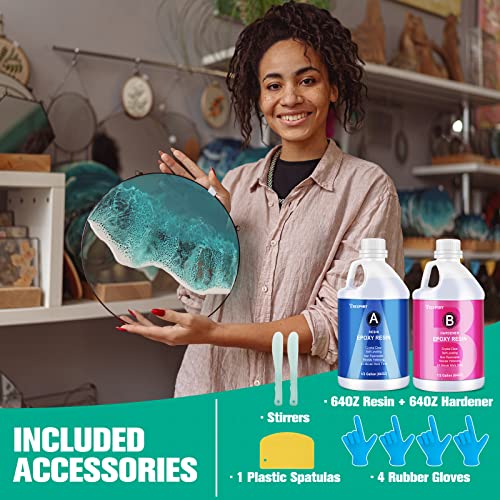 Teexpert Epoxy Resin Crystal Clear: 1 Gallon Epoxy Resin Kit Casting Resin Non Toxic High Gloss for Casting Coating Art DIY Craft Jewelry Wood Table Teexpert