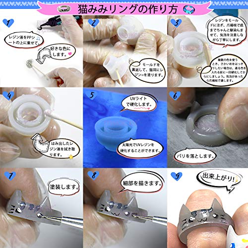 FUNSHOWCASE Cat Resin Ring Silicone Mold for Liquid Clay Crafting, Resin Epoxy, Jewelry Making US Ring Size 5 6 7 FUNSHOWCASE