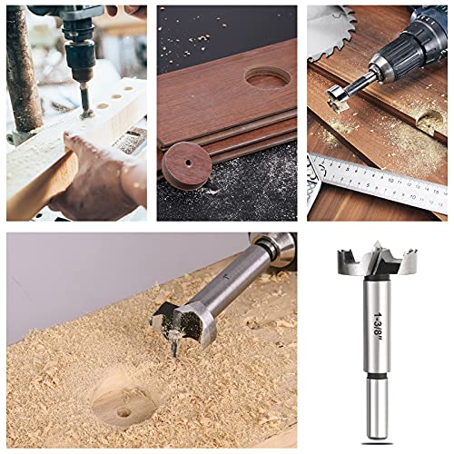 COMOWARE Forstner Bit Set - 16 Pcs Forstner Drill Bits Set for Wood, Auger Opener Round Shank Drilling Cutting Tool for Woodworking COMOWARE