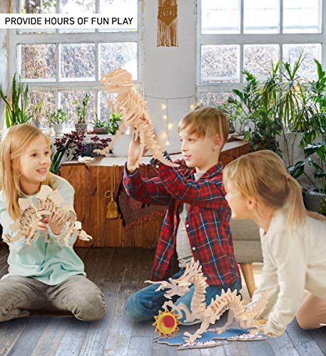 Puzzled Toys & Games Stegosaurus Wooden Puzzle, Easy to Play Pre-Cut 3D Woodcraft Puzzles Brain Teaser Educational Game Learning Journey Toy Activity Puzzled