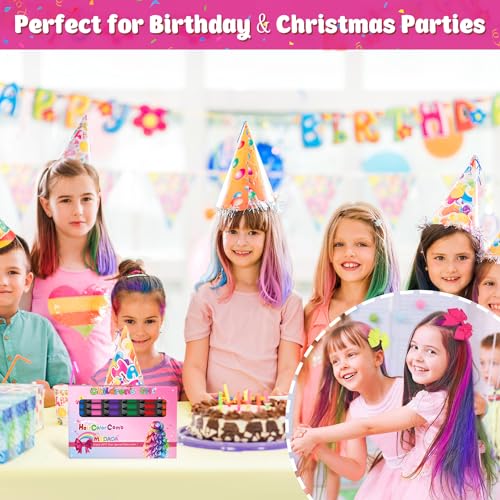 New Hair Chalk Comb Temporary Hair Color Dye for Girls Kids, Washable Hair Chalk for Girls Age 4 5 6 7 8 9 10-12 Birthday Christmas Cosplay Hair DIY MSDADA