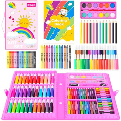 iBayam Art Supplies, 139-Pack Drawing Kit Painting Art Set Art Kits Gifts Box, Arts and Crafts for Kids Girls Boys, with Coloring Book, Crayons,