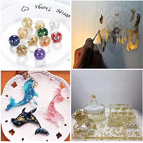 Gold Foil Flakes for Resin, 6 Bottles Gilding Flakes Metallic Foil Flakes with Tweezers for Nails,Painting,Crafts,Slime Mingjieus